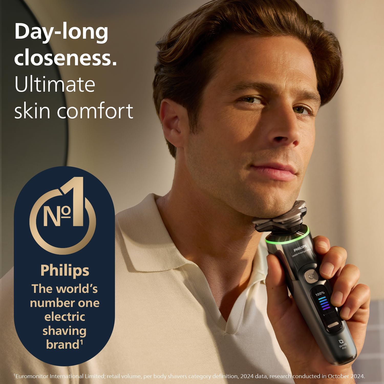 PHILIPS Men's Electric Rotary Shaver, SkinIQ Pro Tech, Lift & Cut, 5 Shaving Modes, App Connected, Black - back view