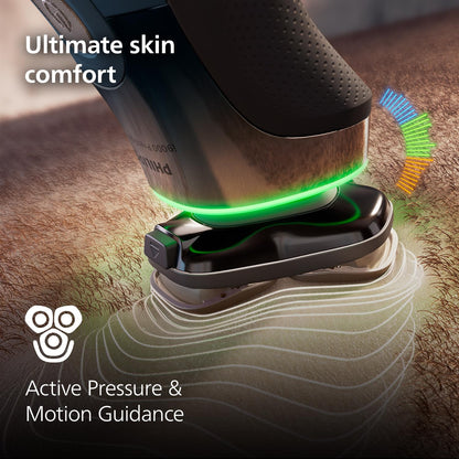 PHILIPS Men's Electric Rotary Shaver, SkinIQ Pro Tech, Lift & Cut, 5 Shaving Modes, App Connected, Black - close-up detail