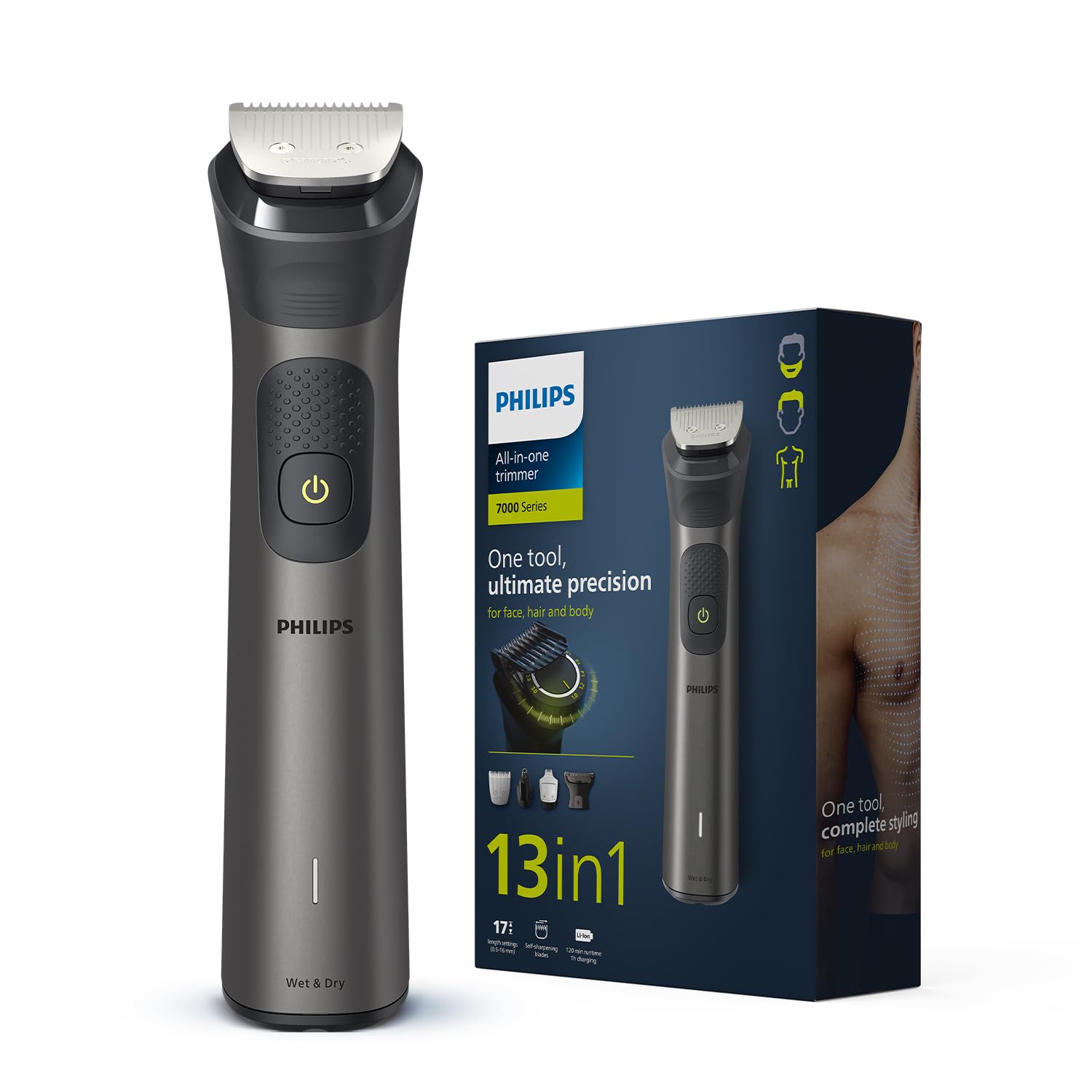 PHILIPS MG7931 16-in-1 Men's Trimmer, BeardSense Technology, IPX7 Waterproof, 120 Min Runtime, 5-Year Warranty (10)