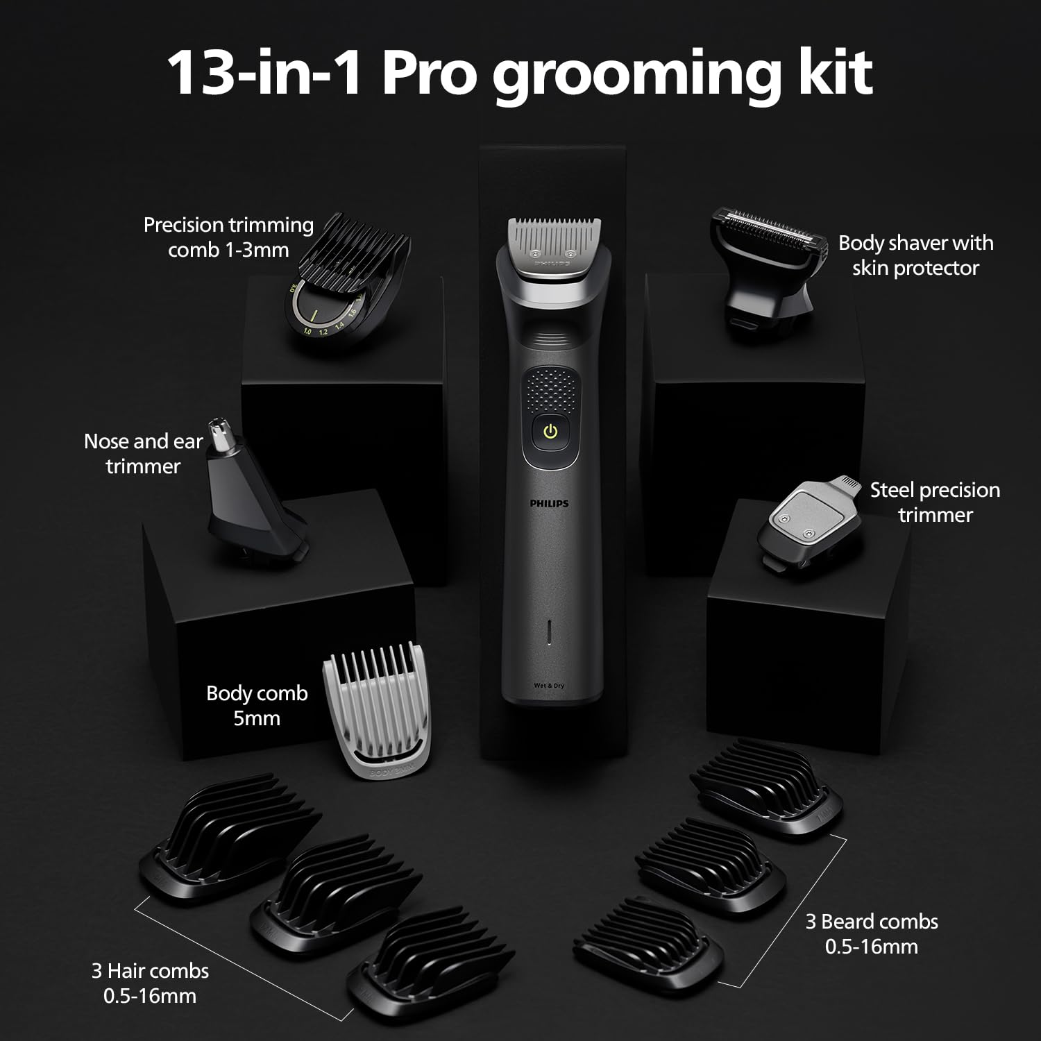 PHILIPS MG7931 16-in-1 Men's Trimmer, BeardSense Technology, IPX7 Waterproof, 120 Min Runtime, 5-Year Warranty - label detail
