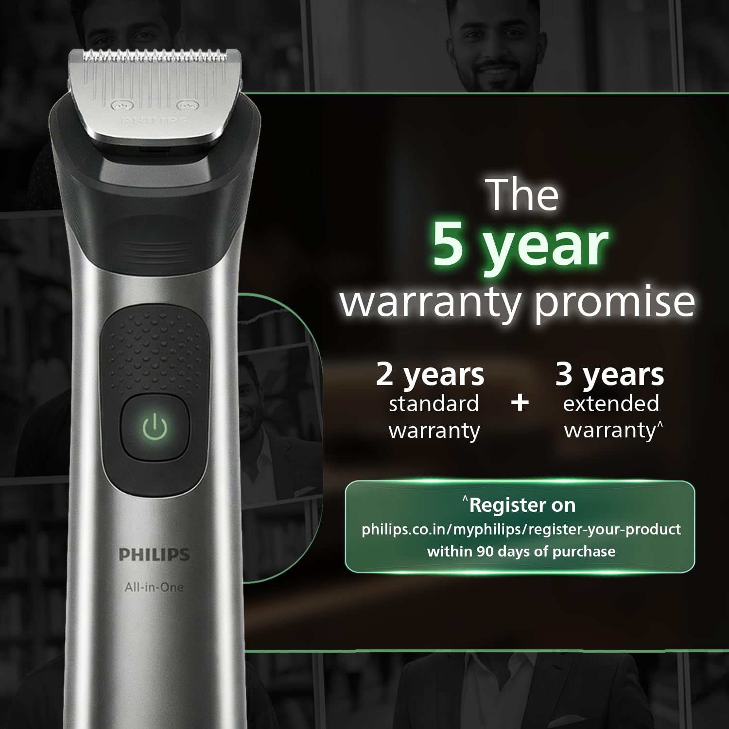 PHILIPS MG7931 16-in-1 Men's Trimmer, BeardSense Technology, IPX7 Waterproof, 120 Min Runtime, 5-Year Warranty - size and sca