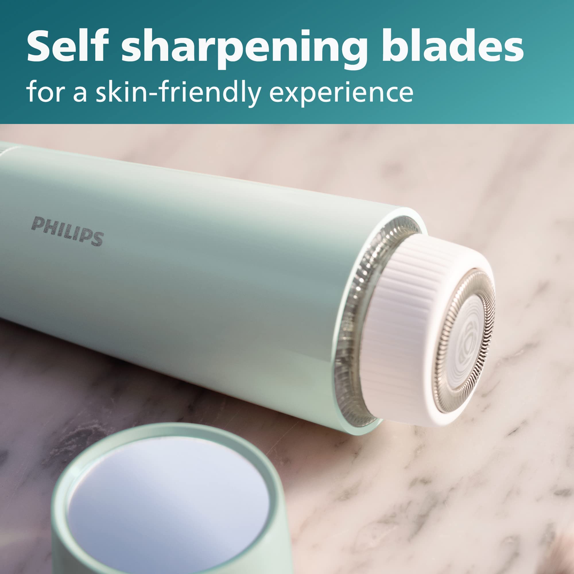 PHILIPS Series 5000 Facial Hair Remover for Women, Electric Shaver with LED Light and Mirror, Cordless, AA Battery Included, 