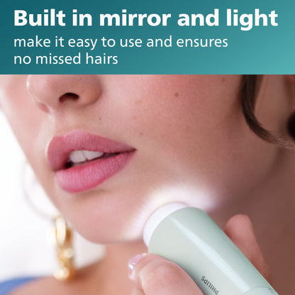 PHILIPS Series 5000 Facial Hair Remover for Women, Electric Shaver with LED Light and Mirror, Cordless, AA Battery Included, 