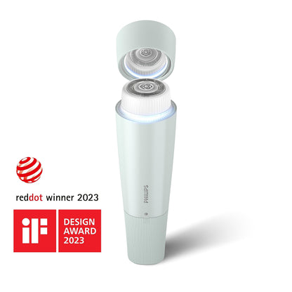 PHILIPS Series 5000 Facial Hair Remover for Women, Electric Shaver with LED Light and Mirror, Cordless, AA Battery Included, 