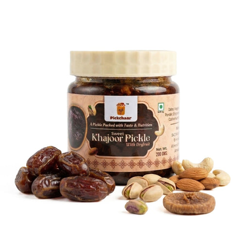 PICKCHAAR Sweet Khajoor Pickle with Dry Fruits, Homestyle Specialty Pickle, No Artificial Preservatives, Available in Multipl