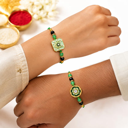 Piepot Rakhi for Brother, Rakhi Gift Set for Brother, German Silver Bowl and Spoon with Designer Rakhi, Raksha Bandhan Gift H