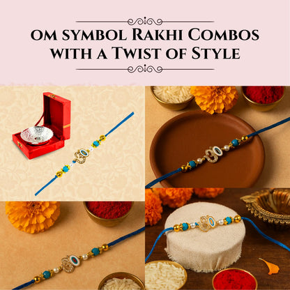 Piepot Rakhi for Brother, Rakhi Gift Set for Brother, German Silver Bowl and Spoon with Designer Rakhi, Raksha Bandhan Gift H