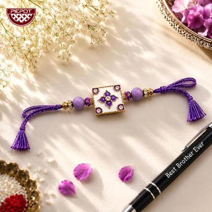 Piepot Rakhi Set for Brother | Handmade Rakhi with Pearl Beads & Brother Ever Pen | Raksha Bandhan Gift Combo for Bhai - back
