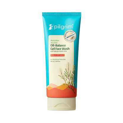 Pilgrim 1% Salicylic Acid Gel Face Wash 100 ml | Gel Face Wash with CICA & Tea Tree For Men & Women, for Oily skin, Acne Pron