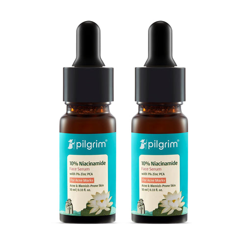 Pilgrim 10% Niacinamide Face Serum For Acne Marks 10ml (Pack of 2) | Fades Blemishes & Dark Spots | Oil Control | Brightens &