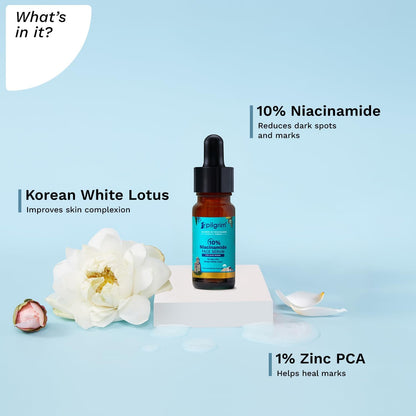 Pilgrim 10% Niacinamide Face Serum For Acne Marks 10ml (Pack of 2) | Fades Blemishes & Dark Spots | Oil Control | Brightens &