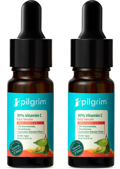 PILGRIM 10% Vitamin C Face Serum with Niacinamide and Kakadu Plum, Unisex Face Serum (10)