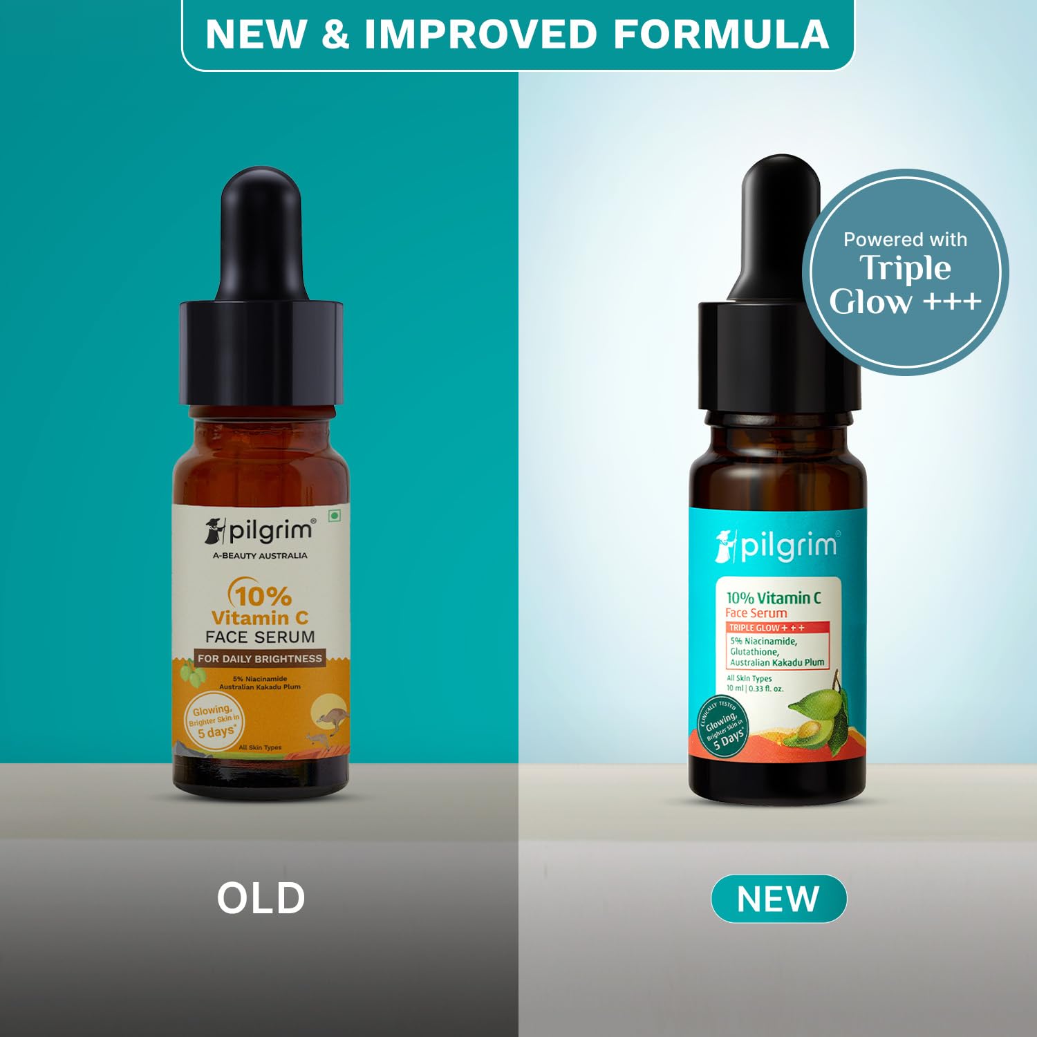 PILGRIM 10% Vitamin C Face Serum with Niacinamide and Kakadu Plum, Unisex Face Serum - front view