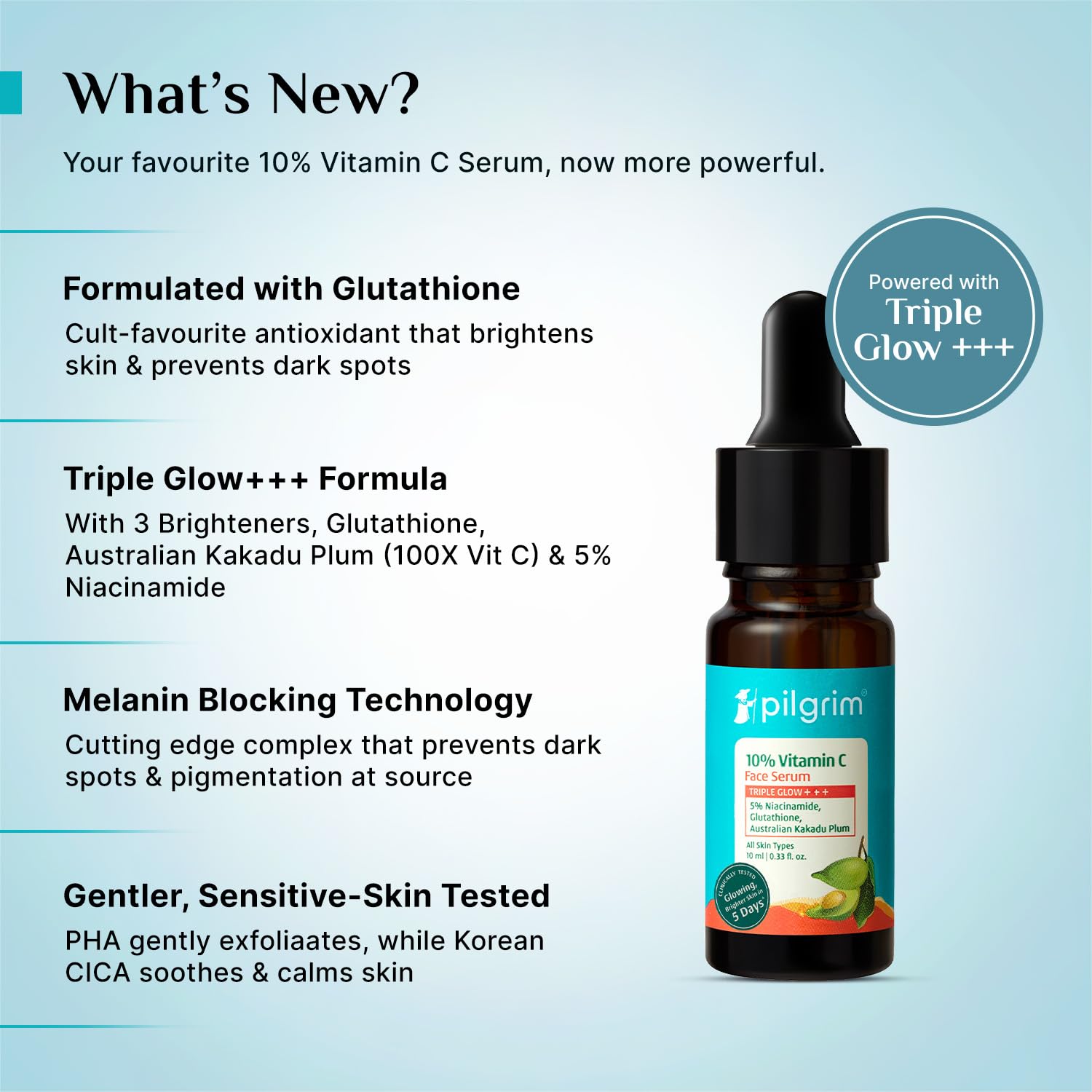 PILGRIM 10% Vitamin C Face Serum with Niacinamide and Kakadu Plum, Unisex Face Serum - back view
