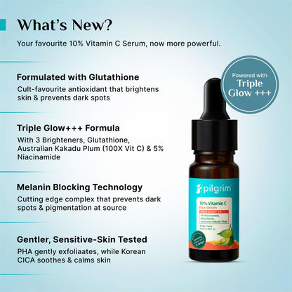 PILGRIM 10% Vitamin C Face Serum with Niacinamide and Kakadu Plum, Unisex Face Serum - back view