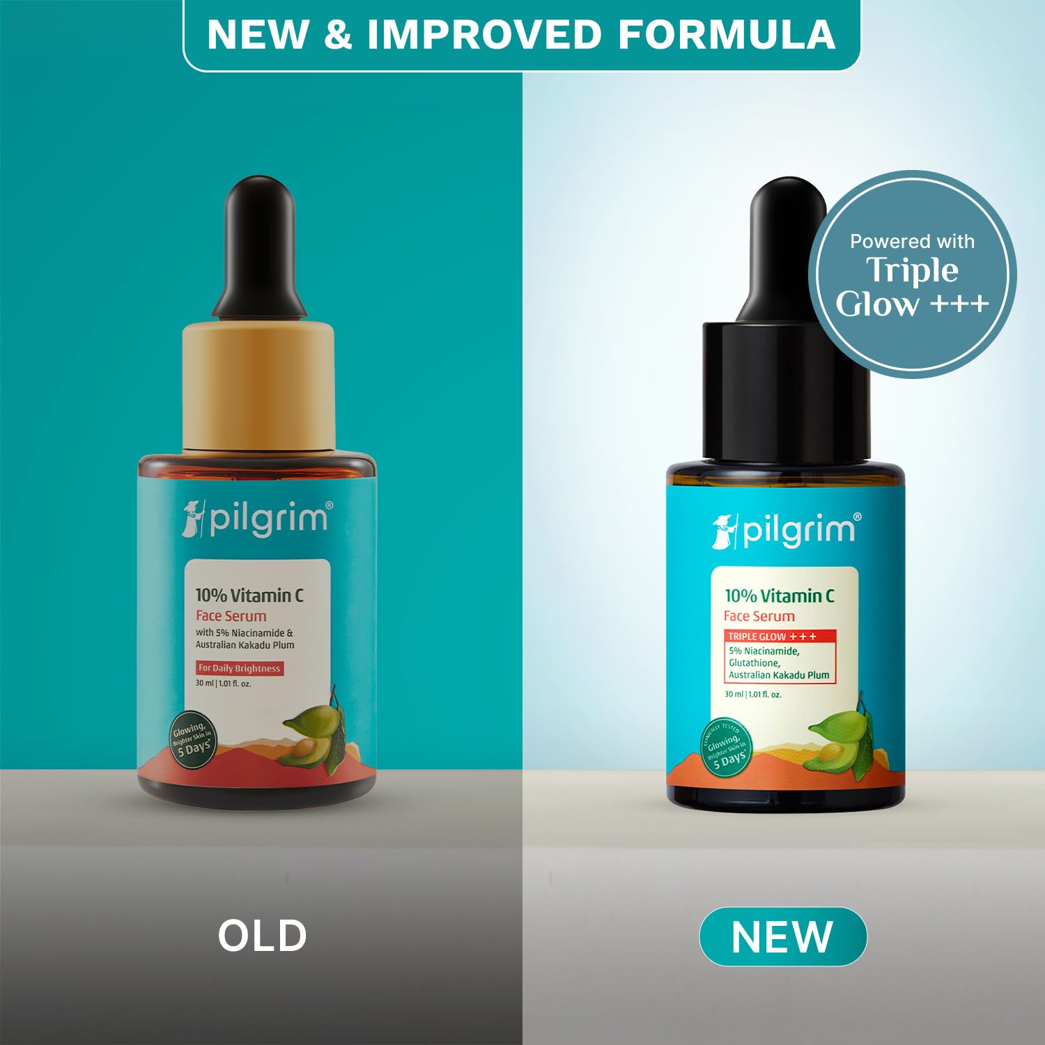 PILGRIM 10% Vitamin C Face Serum with Niacinamide and Kakadu Plum, Unisex Face Serum - front view (37)