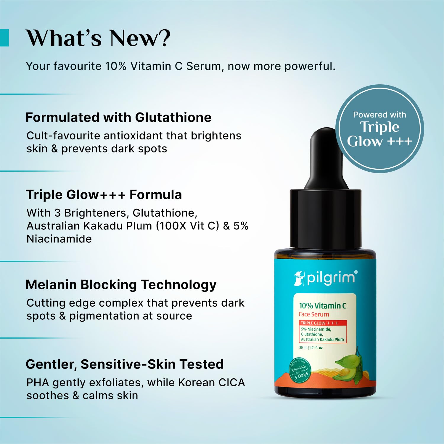 PILGRIM 10% Vitamin C Face Serum with Niacinamide and Kakadu Plum, Unisex Face Serum - back view (38)