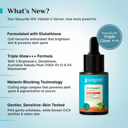 PILGRIM 10% Vitamin C Face Serum with Niacinamide and Kakadu Plum, Unisex Face Serum - back view (38)
