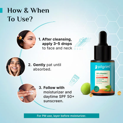 PILGRIM 10% Vitamin C Face Serum with Niacinamide and Kakadu Plum, Unisex Face Serum - size and scale (41)
