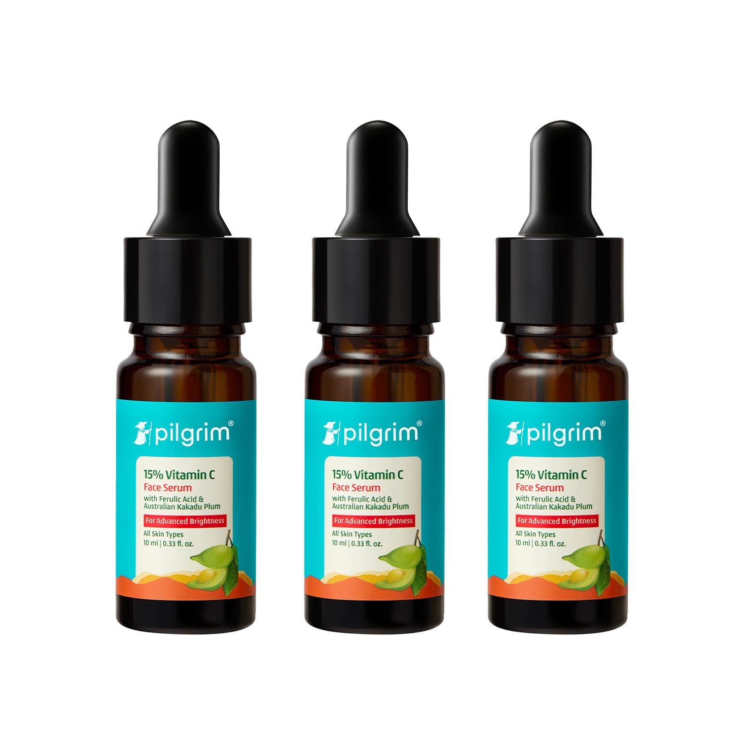 Pilgrim 15% Vitamin C Serum 10ml for Glowing Skin with Ferulic Acid & Kakadu Plum | Advanced Dark Spot Corrector, Hyperpigmen