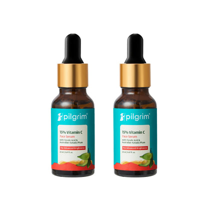 Pilgrim 15% Vitamin C Serum 10ml for Glowing Skin with Ferulic Acid & Kakadu Plum | Advanced Dark Spot Corrector, Hyperpigmen