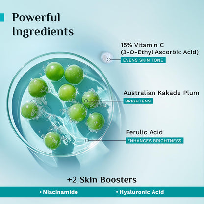 Pilgrim 15% Vitamin C Serum 10ml for Glowing Skin with Ferulic Acid & Kakadu Plum | Advanced Dark Spot Corrector, Hyperpigmen