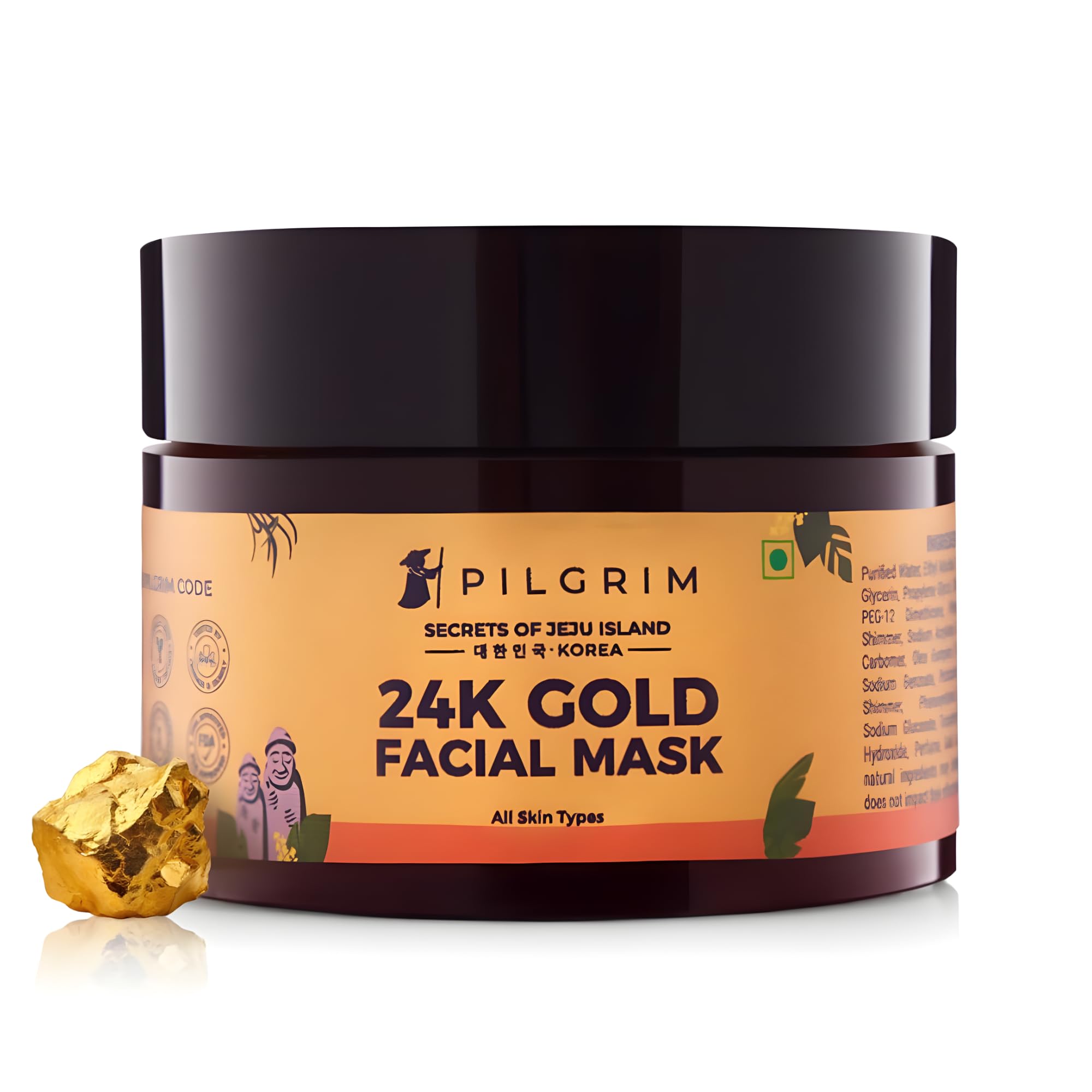 Pilgrim 24K Gold face mask for glowing skin | 24K Gold face pack for glowing skin, skin hydrating, boosts collagen and restor