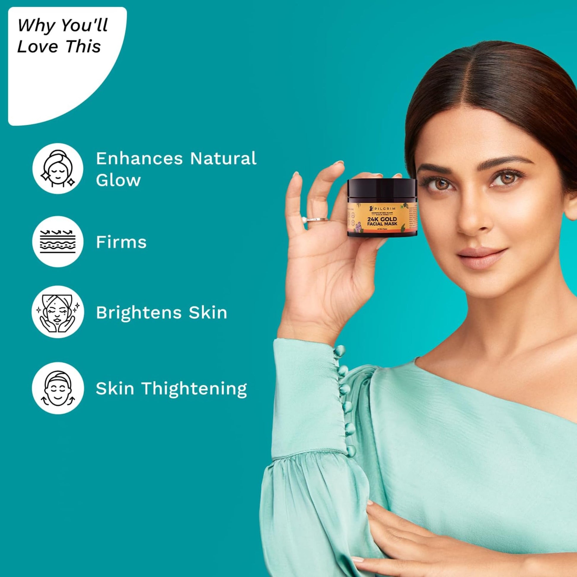 Pilgrim 24K Gold face mask for glowing skin | 24K Gold face pack for glowing skin, skin hydrating, boosts collagen and restor