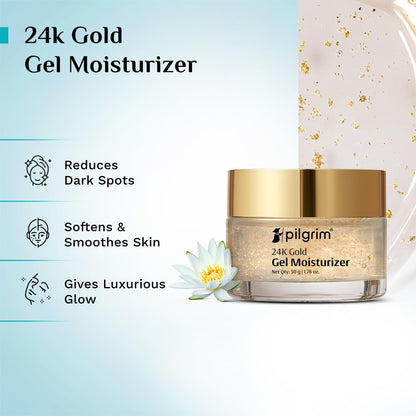 Pilgrim 24K Gold Gel Moisturizer, 50gm, with Hyaluronic Acid, Alpha Arbutin & Niacinamide - back view