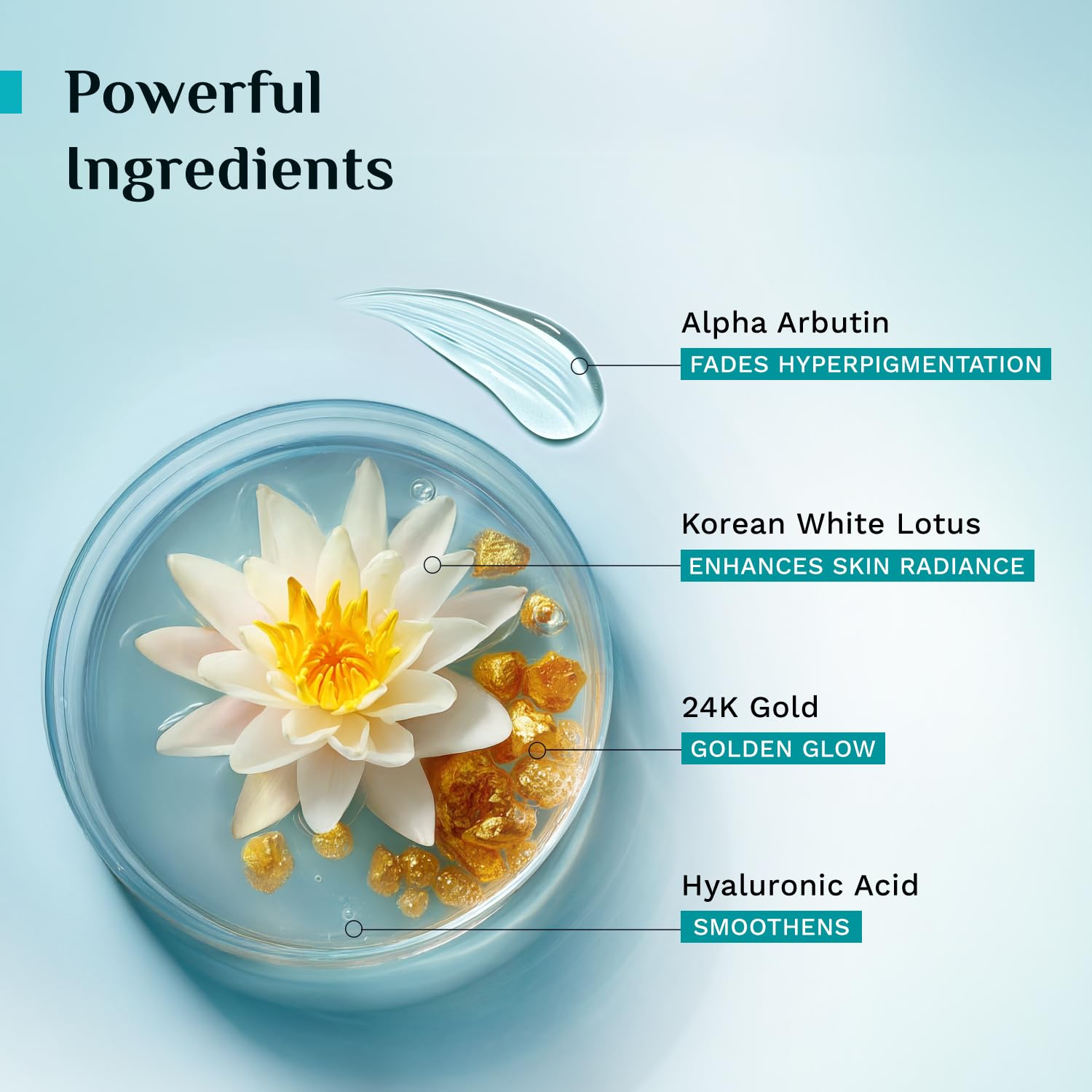 Pilgrim 24K Gold Gel Moisturizer, 50gm, with Hyaluronic Acid, Alpha Arbutin & Niacinamide - packaging