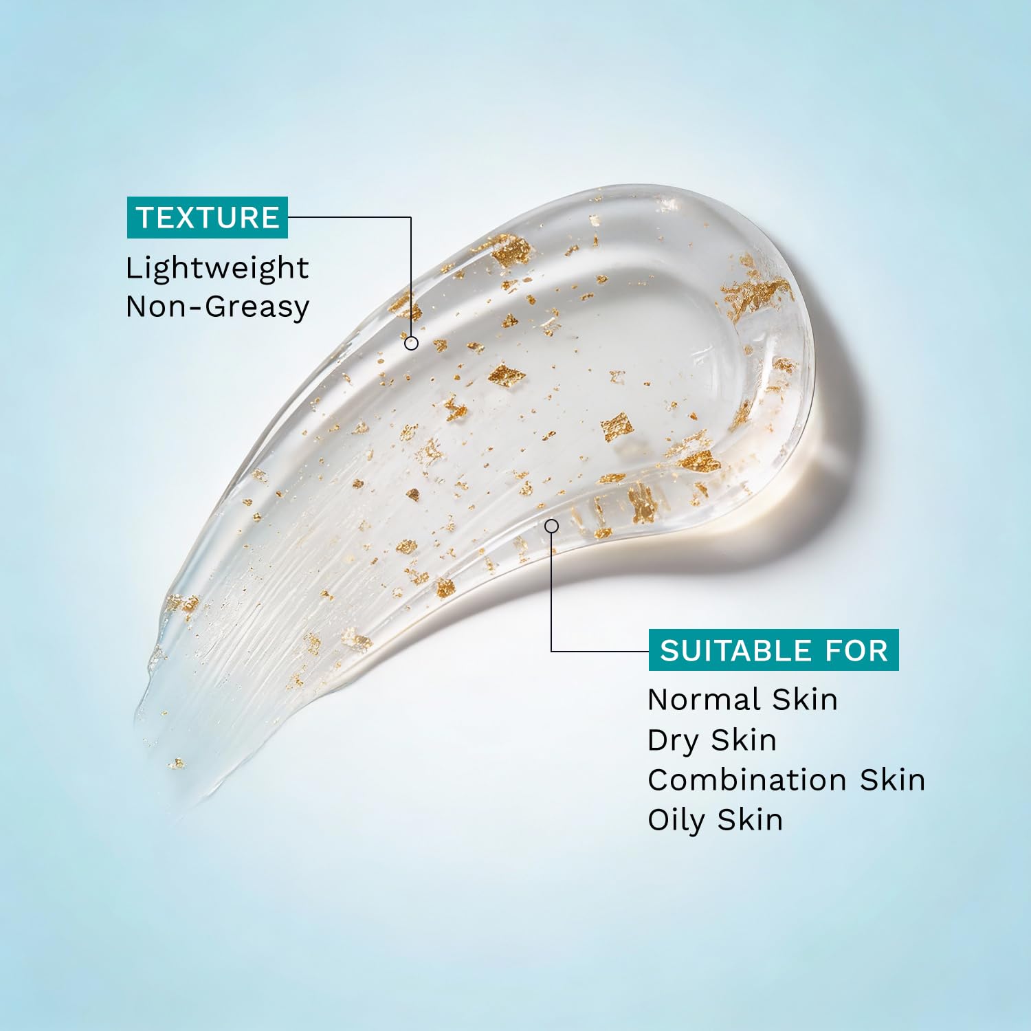 Pilgrim 24K Gold Gel Moisturizer, 50gm, with Hyaluronic Acid, Alpha Arbutin & Niacinamide - ingredients panel