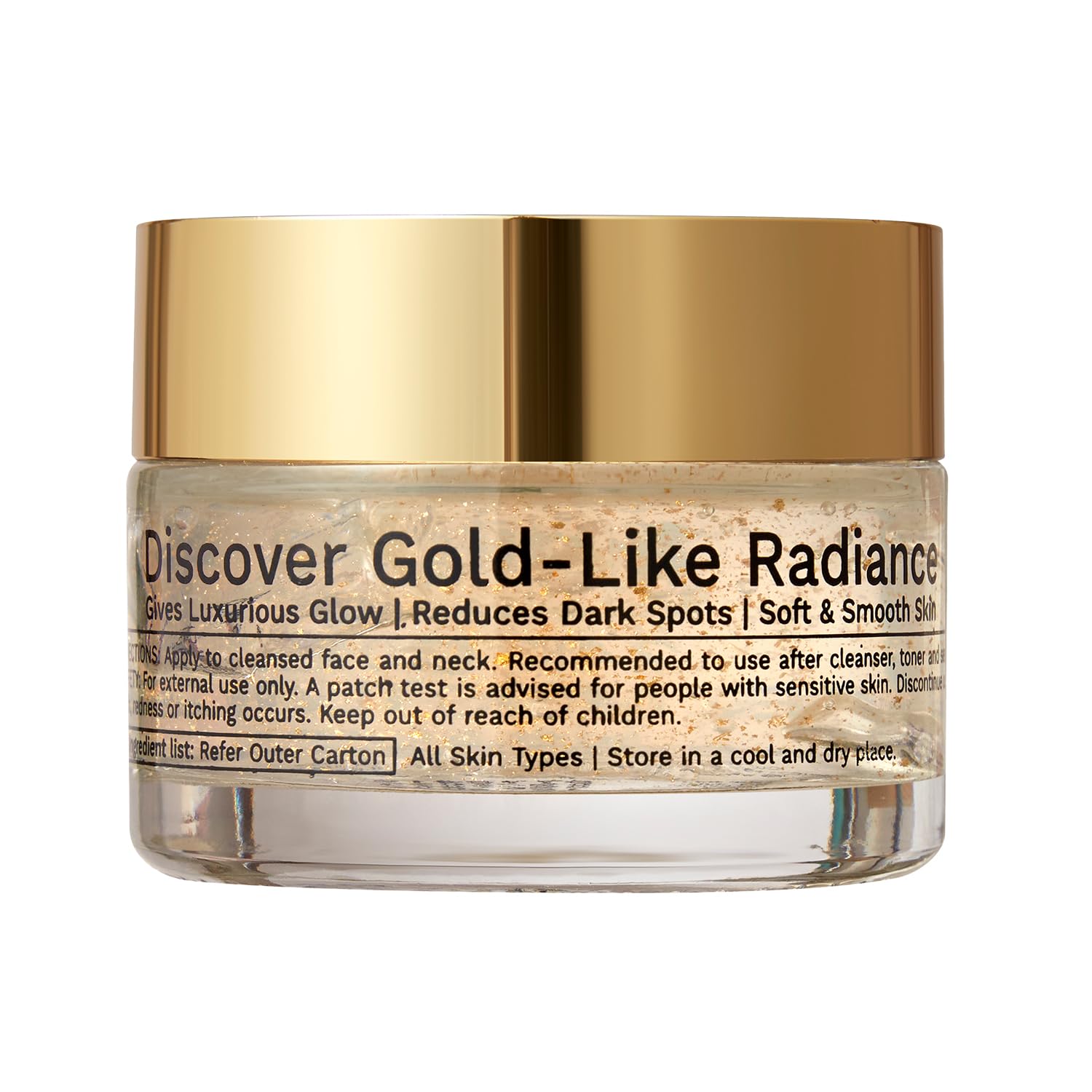 Pilgrim 24K Gold Gel Moisturizer, 50gm, with Hyaluronic Acid, Alpha Arbutin & Niacinamide - in use