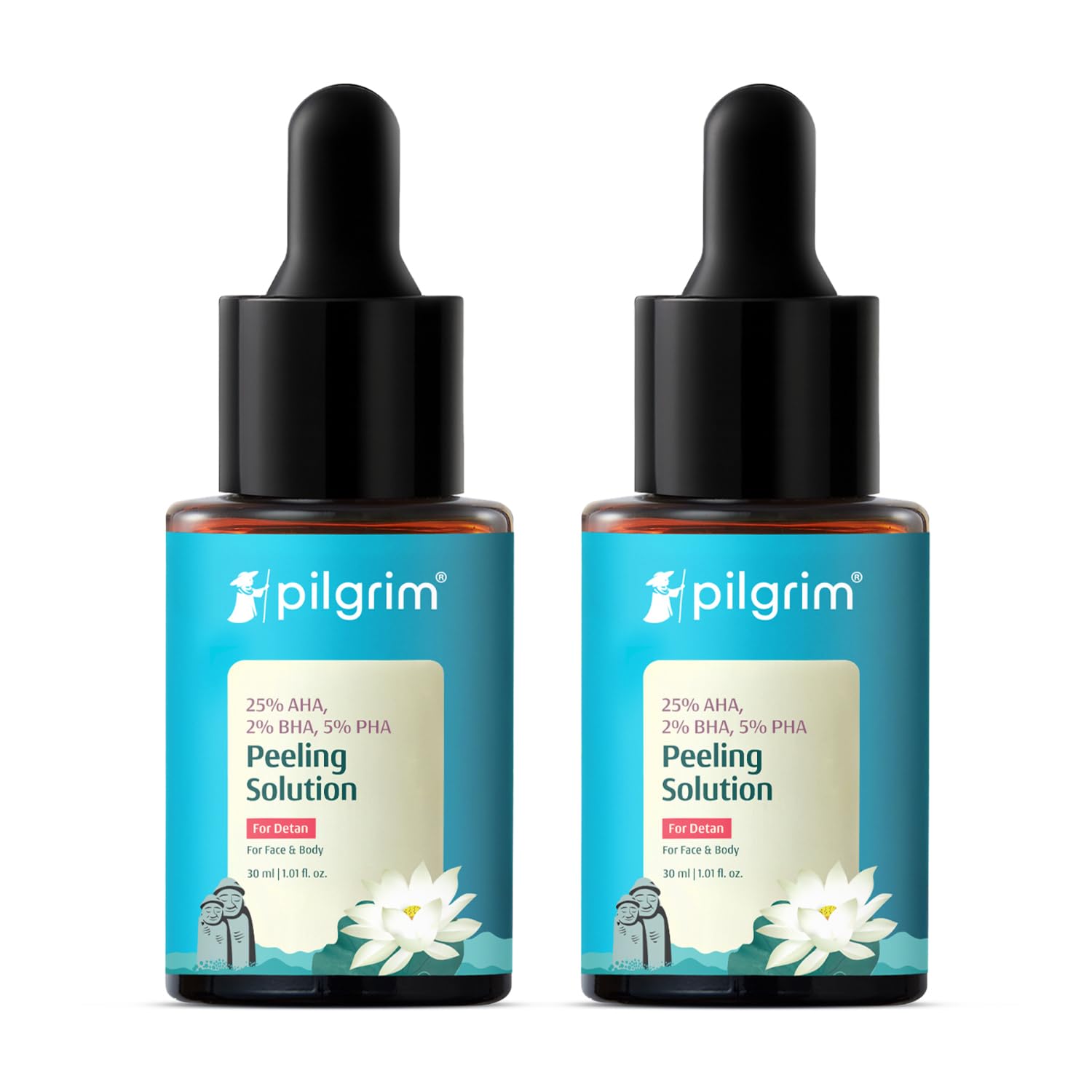 Pilgrim 25% AHA + 2% BHA + 5% PHA Peeling Solution For Tan Removal - 10ml |10-Minute Facial At Home | Advanced Exfoliating Pe
