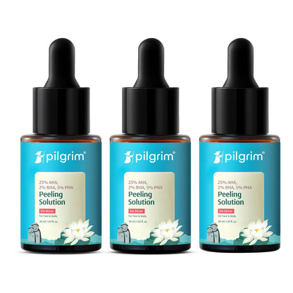 Pilgrim 25% AHA + 2% BHA + 5% PHA Peeling Solution For Tan Removal - 10ml |10-Minute Facial At Home | Advanced Exfoliating Pe