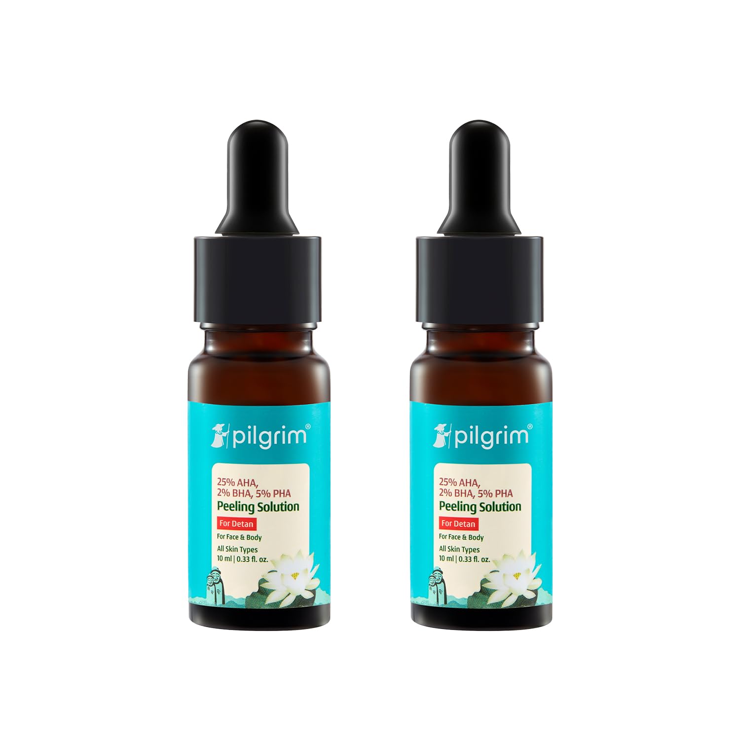 Pilgrim 25% AHA + 2% BHA + 5% PHA Peeling Solution For Tan Removal - 10ml |10-Minute Facial At Home | Advanced Exfoliating Pe