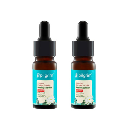 Pilgrim 25% AHA + 2% BHA + 5% PHA Peeling Solution For Tan Removal - 10ml |10-Minute Facial At Home | Advanced Exfoliating Pe