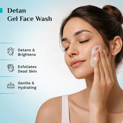 Pilgrim 3% AHA BHA PHA Detan Gel Face Wash | Korean Cica & Panthenol | Detans | All Skin Types| Salicylic, Lactic, Gluconolac