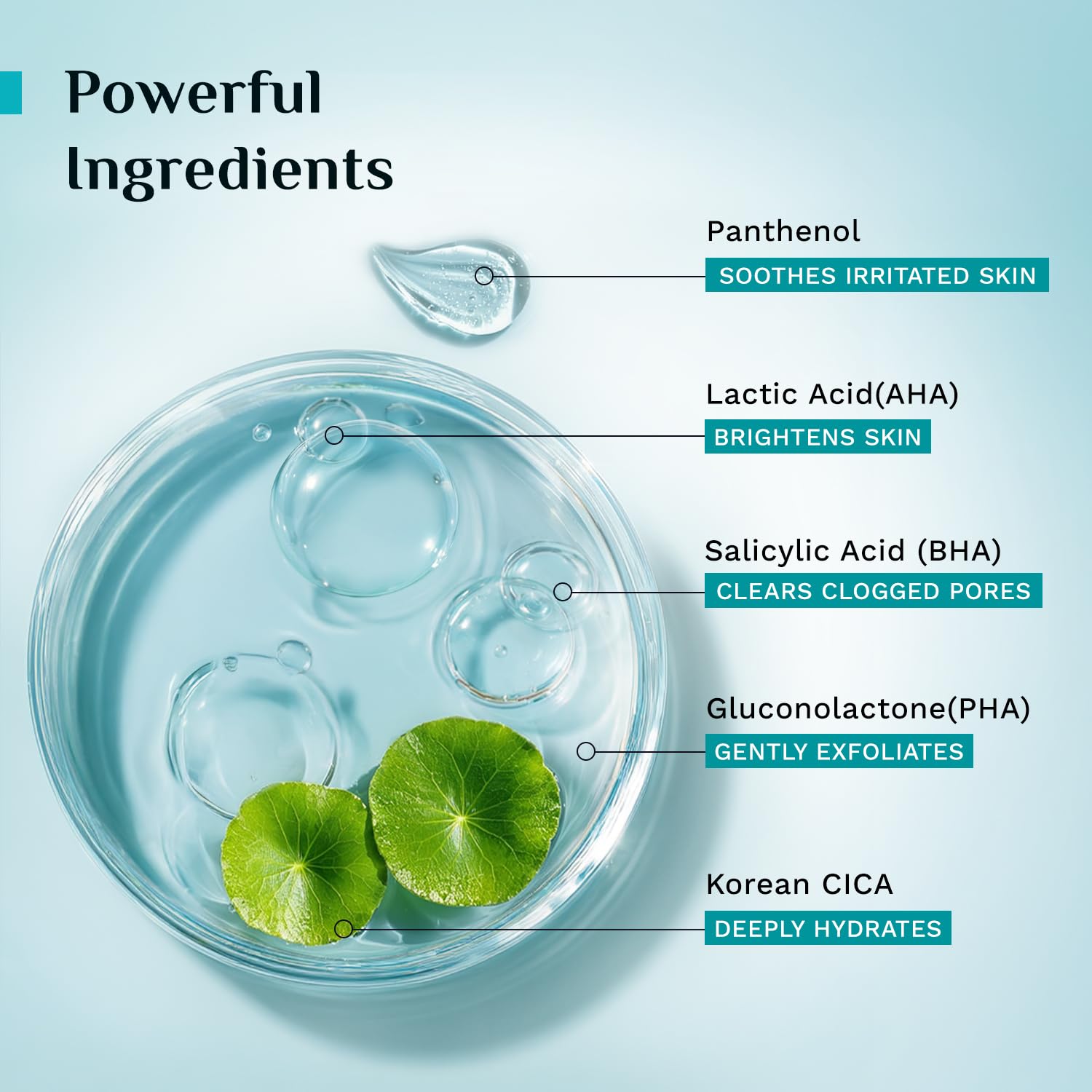 Pilgrim 3% AHA BHA PHA Detan Gel Face Wash | Korean Cica & Panthenol | Detans | All Skin Types| Salicylic, Lactic, Gluconolac