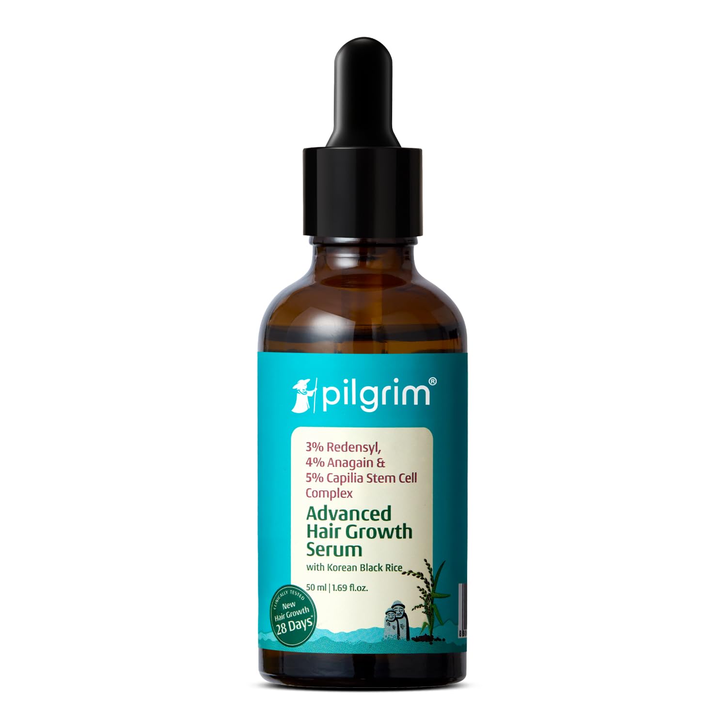Pilgrim 3% Redensyl, 4% Anagain, 5% Capilia Stem Hair Serum Roll-on with Korean Black Rice & Rosemary, 25ml (28)