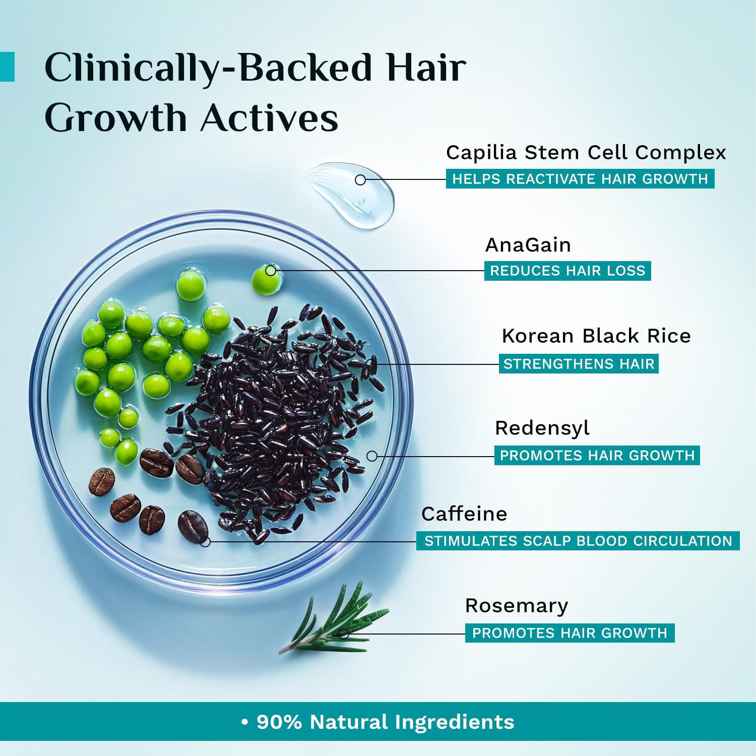 Pilgrim 3% Redensyl, 4% Anagain, 5% Capilia Stem Hair Serum Roll-on with Korean Black Rice & Rosemary, 25ml - back view (30)