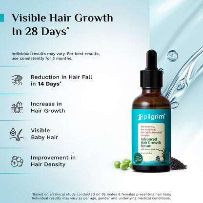 Pilgrim 3% Redensyl, 4% Anagain, 5% Capilia Stem Hair Serum Roll-on with Korean Black Rice & Rosemary, 25ml - in use (35)