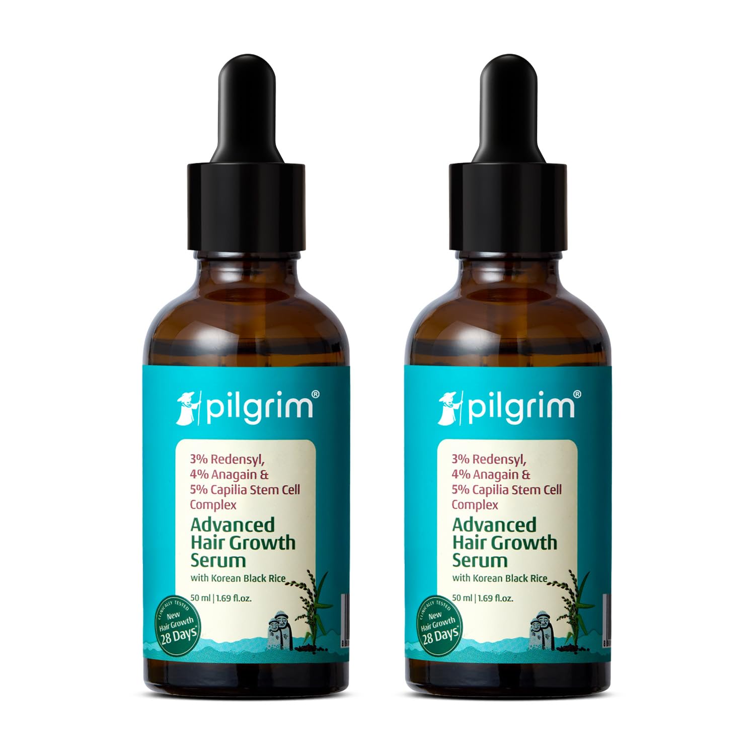 Pilgrim 3% Redensyl, 4% Anagain, 5% Capilia Stem Hair Serum Roll-on with Korean Black Rice & Rosemary, 25ml (37)