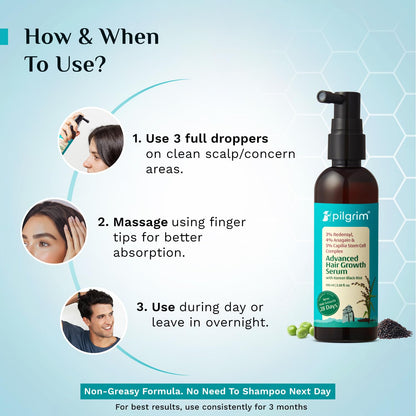 Pilgrim 3% Redensyl, 4% Anagain, 5% Capilia Stem Hair Serum Roll-on with Korean Black Rice & Rosemary, 25ml - label detail (4