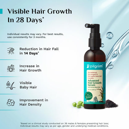 Pilgrim 3% Redensyl, 4% Anagain, 5% Capilia Stem Hair Serum Roll-on with Korean Black Rice & Rosemary, 25ml - close-up detail