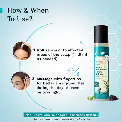 Pilgrim 3% Redensyl, 4% Anagain, 5% Capilia Stem Hair Serum Roll-on with Korean Black Rice & Rosemary, 25ml - close-up detail