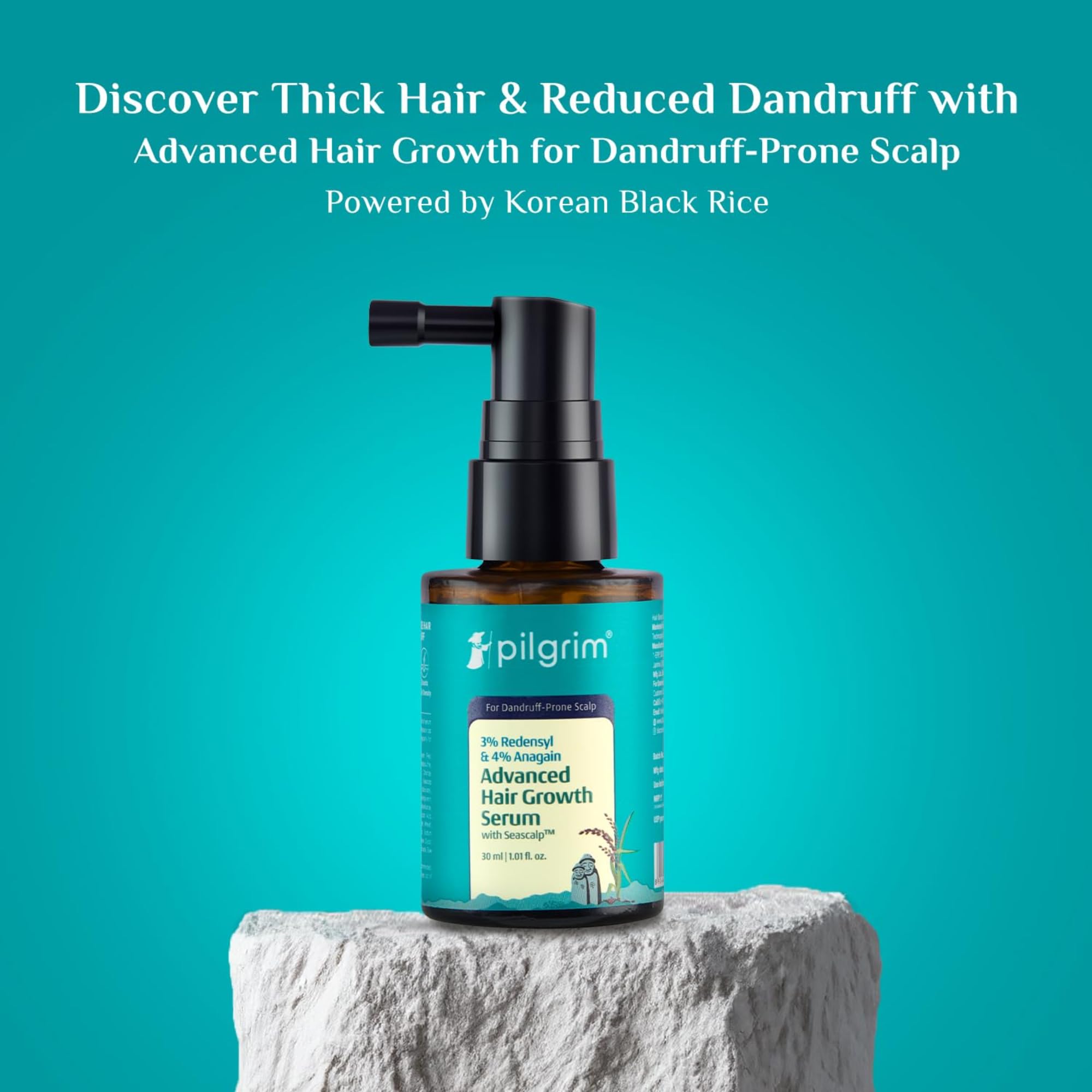 Pilgrim 3% Redensyl & 4% Anagain ADVANCED HAIR GROWTH SERUM (30 ml) with Rosemary For Dandruff-Prone Scalp | Controls Dandruf