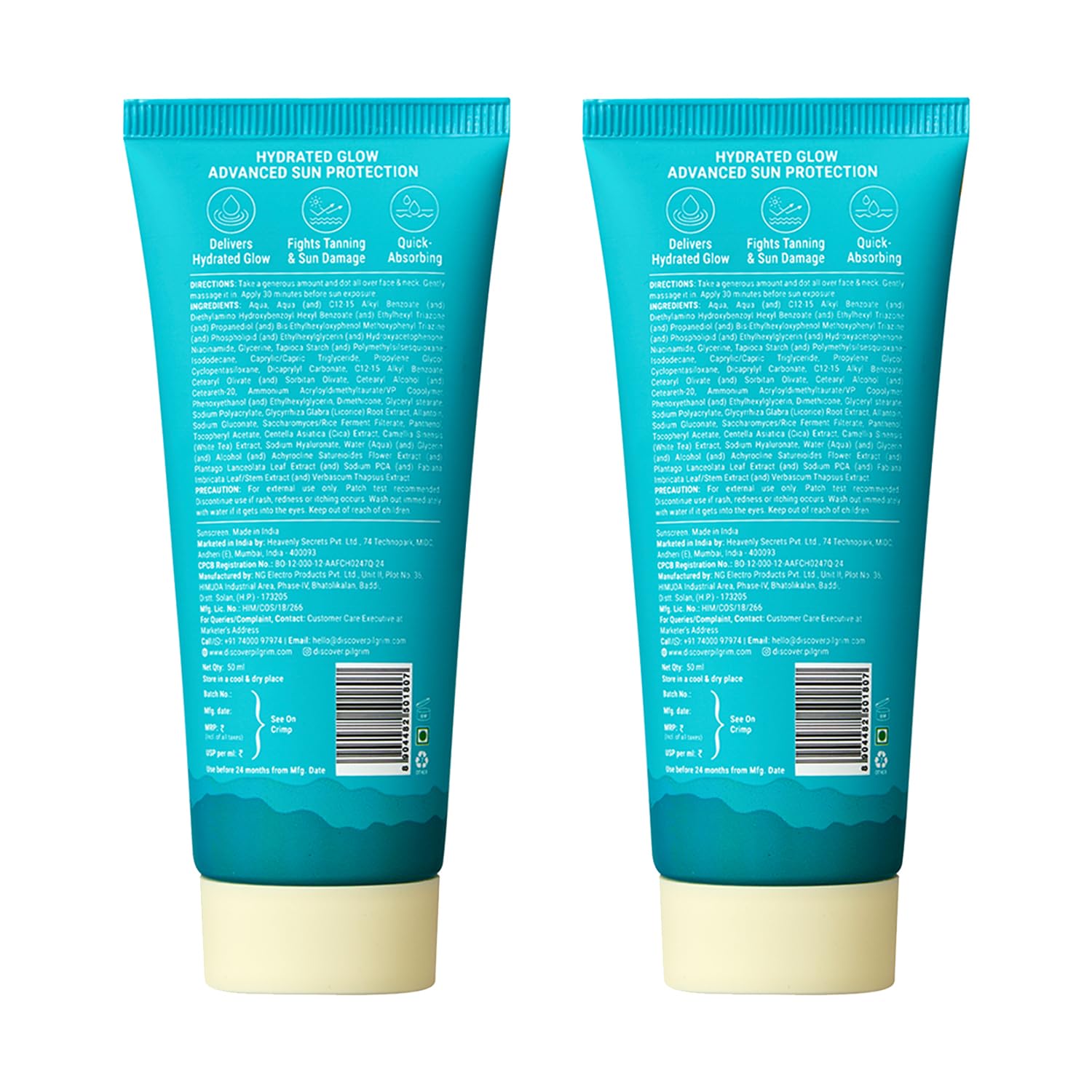 Pilgrim 5% Niacinamide Hydra Glow Gel Sunscreen SPF 50+ PA++++ | With Korean Rice Water for Hydrated Glowing Skin | InVivo Te