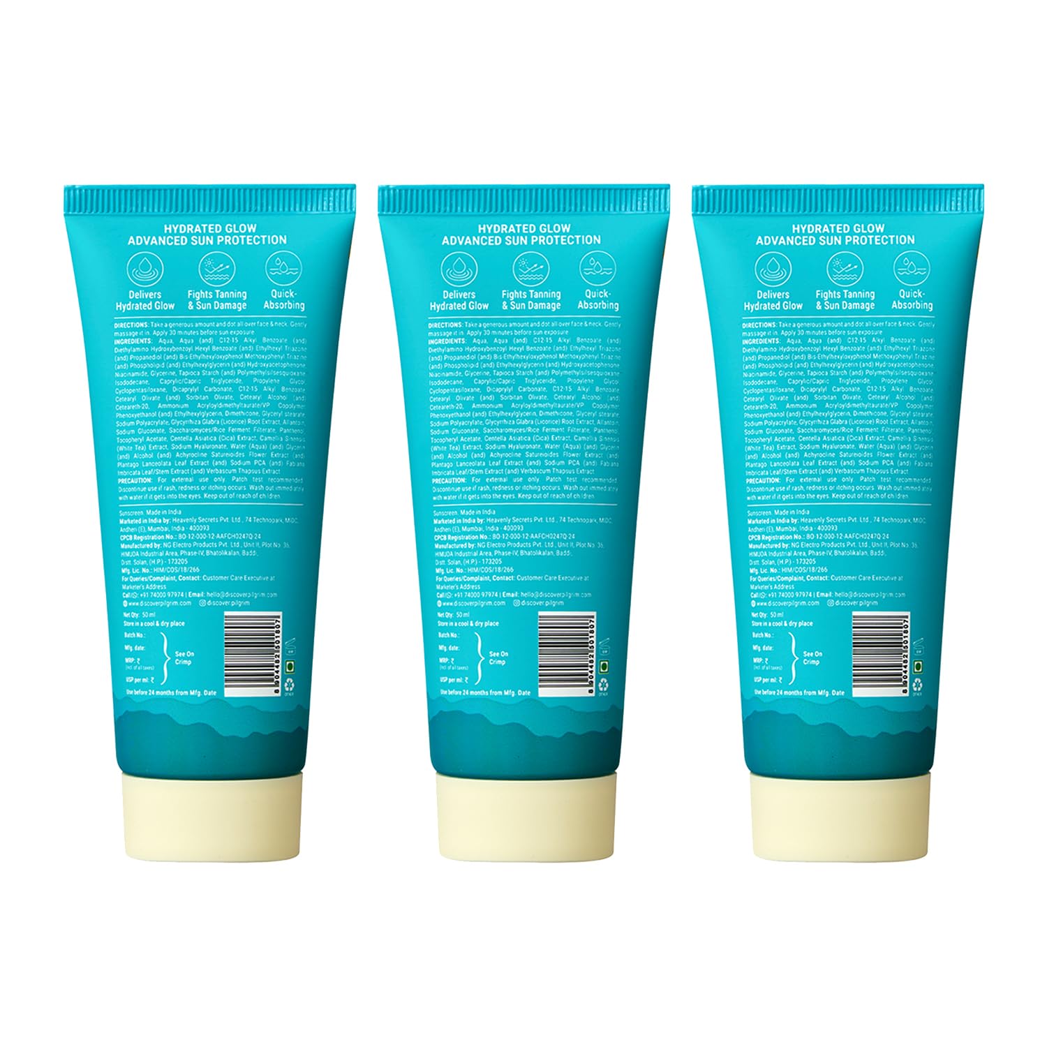 Pilgrim 5% Niacinamide Hydra Glow Gel Sunscreen SPF 50+ PA++++ | With Korean Rice Water for Hydrated Glowing Skin | InVivo Te