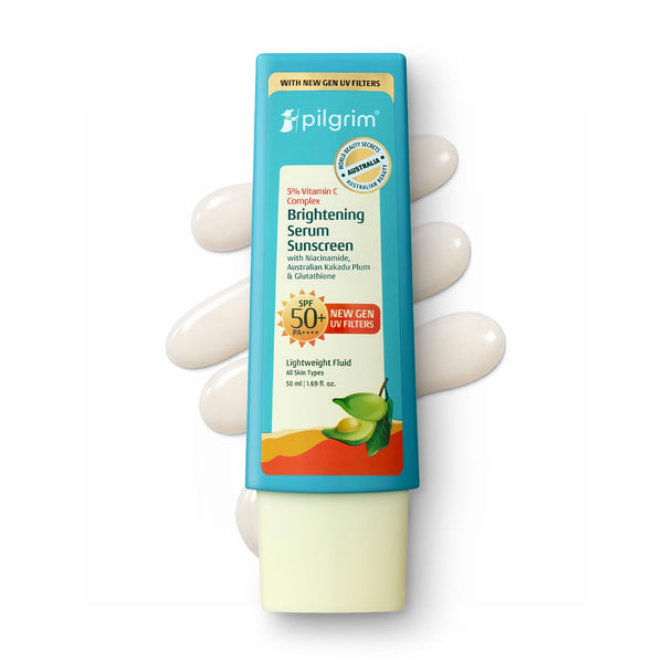 Pilgrim 5% Vitamin C Brightening Serum Sunscreen SPF 50+ PA++++ with Niacinamide & Glutathione | InVivo Tested New Gen UV Fil