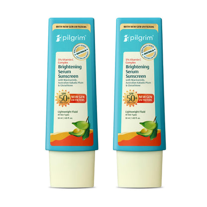 Pilgrim 5% Vitamin C Brightening Serum Sunscreen SPF 50+ PA++++ with Niacinamide & Glutathione | InVivo Tested New Gen UV Fil
